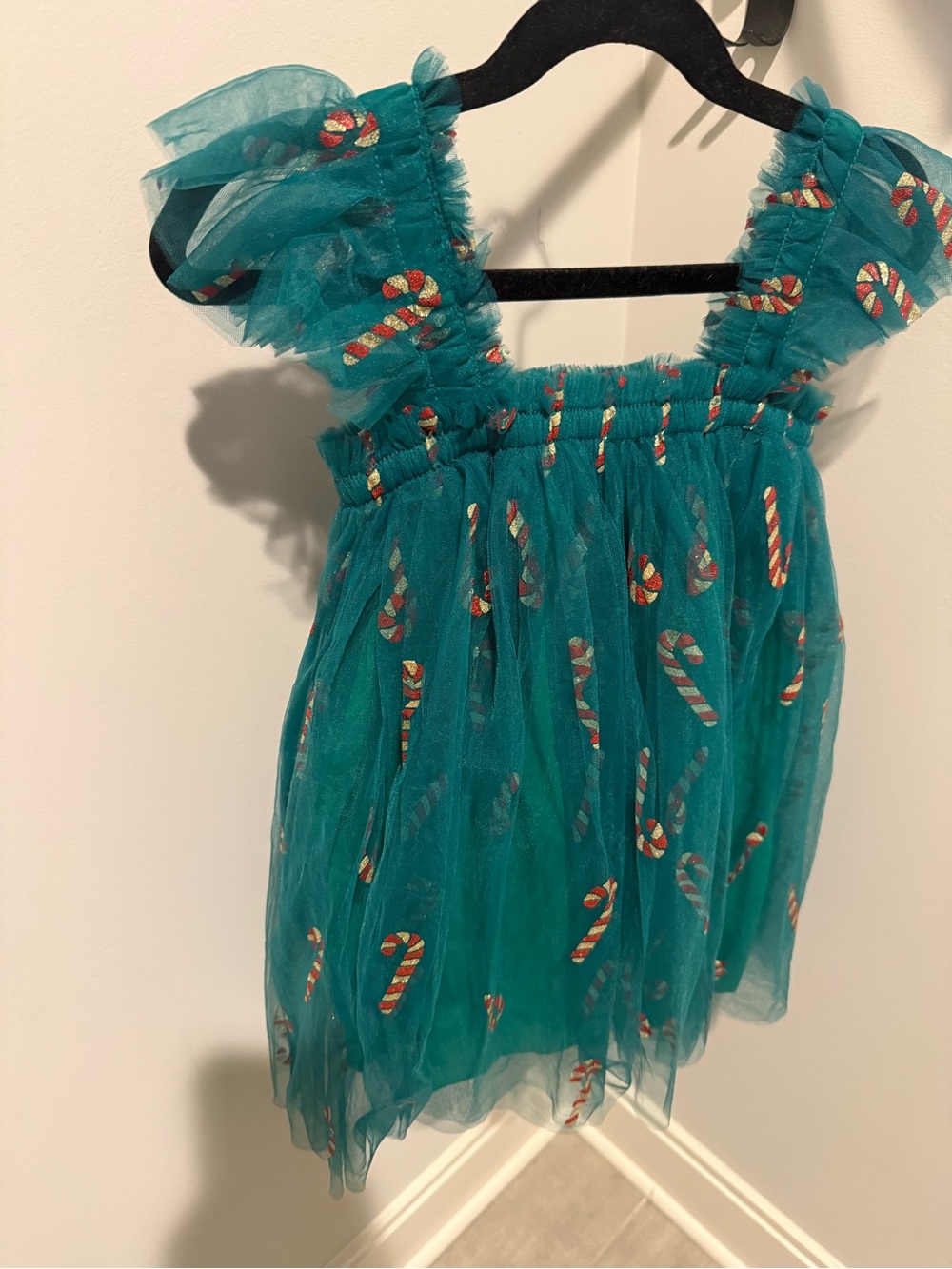 Girls Candy Cane Tulle Holiday Dress